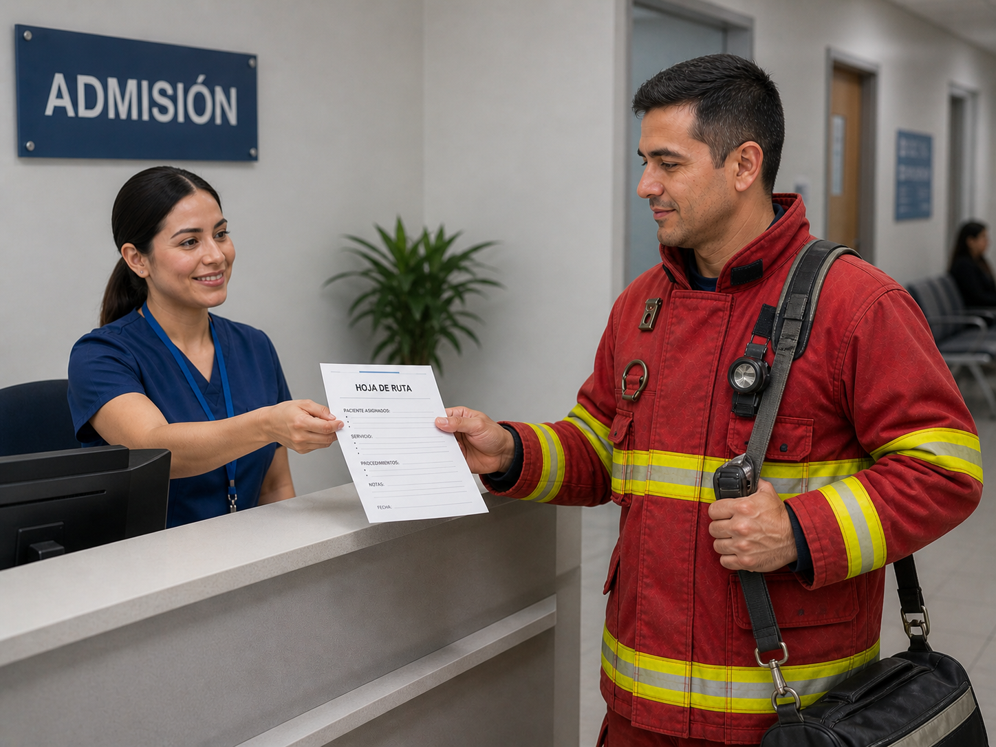 bombero saliendo clínica ocupacional Lima apto